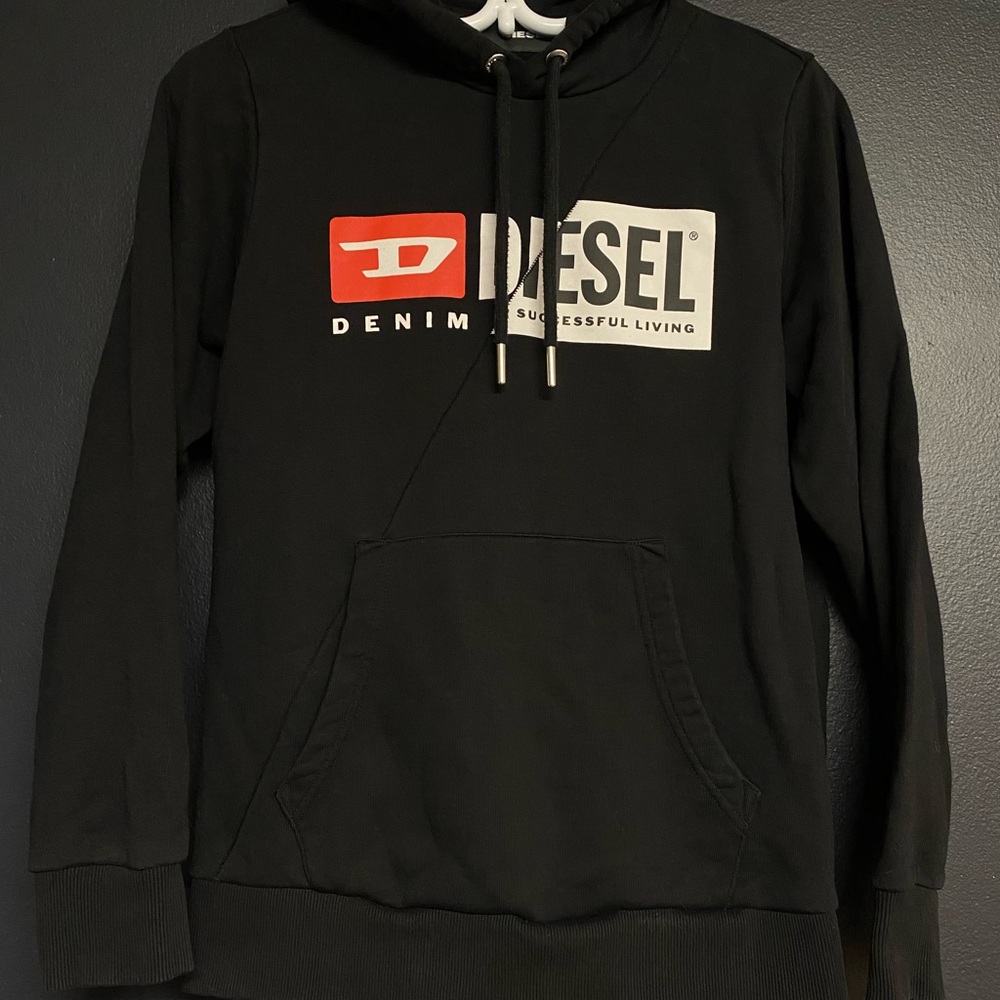 Diesel Split Logo Black Hoodie